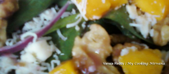 Raspberry Mango Candied Walnut Daydream Salad